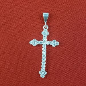 925 sterling silver cross with White zircon/cruz de plata fina‎ con sirconia